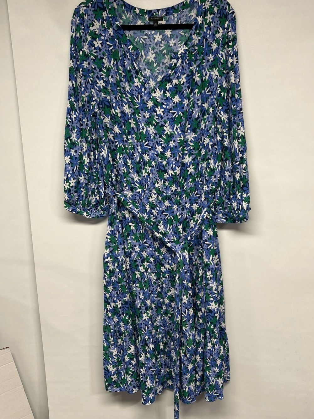 Talbots Blue Floral Midi Wrap Dress